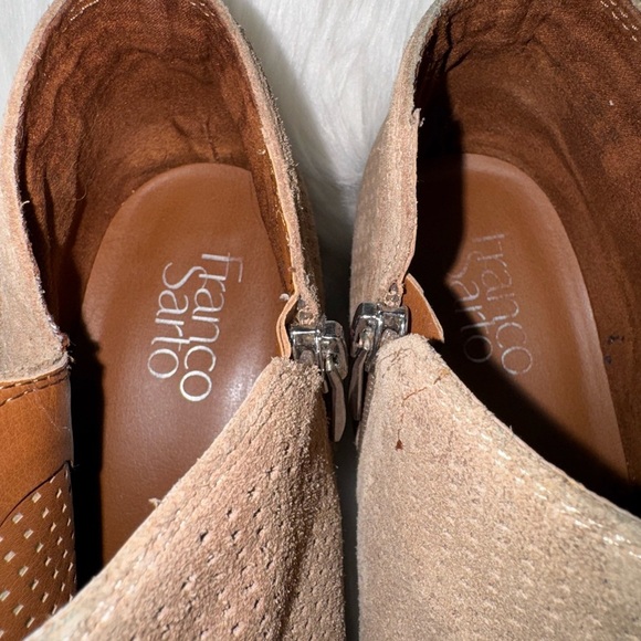 Franco Sarto Tan Ankle Booties with Perforated Design - Picture 5 of 9